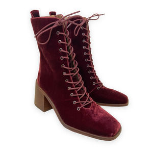 Sam Edelman Westie Lace-Up Bootie in Brick Velvet